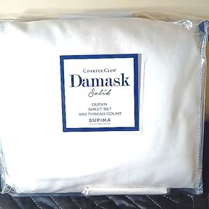 Damask Solid Queen sheet set